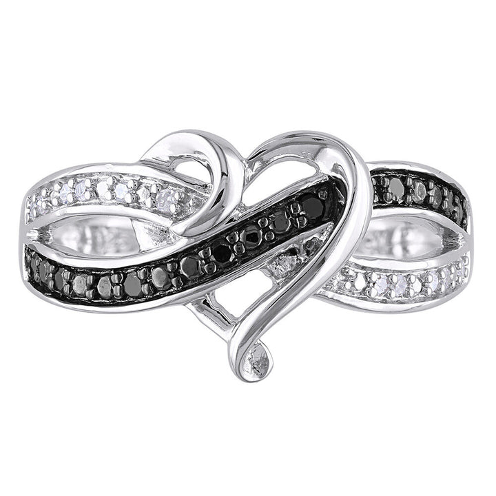 1/8 ct. tw. Black & White Diamond Heart Ring in Sterling Silver