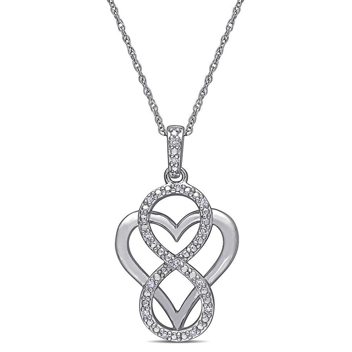 Diamond Infinity Heart Pendant in Sterling Silver