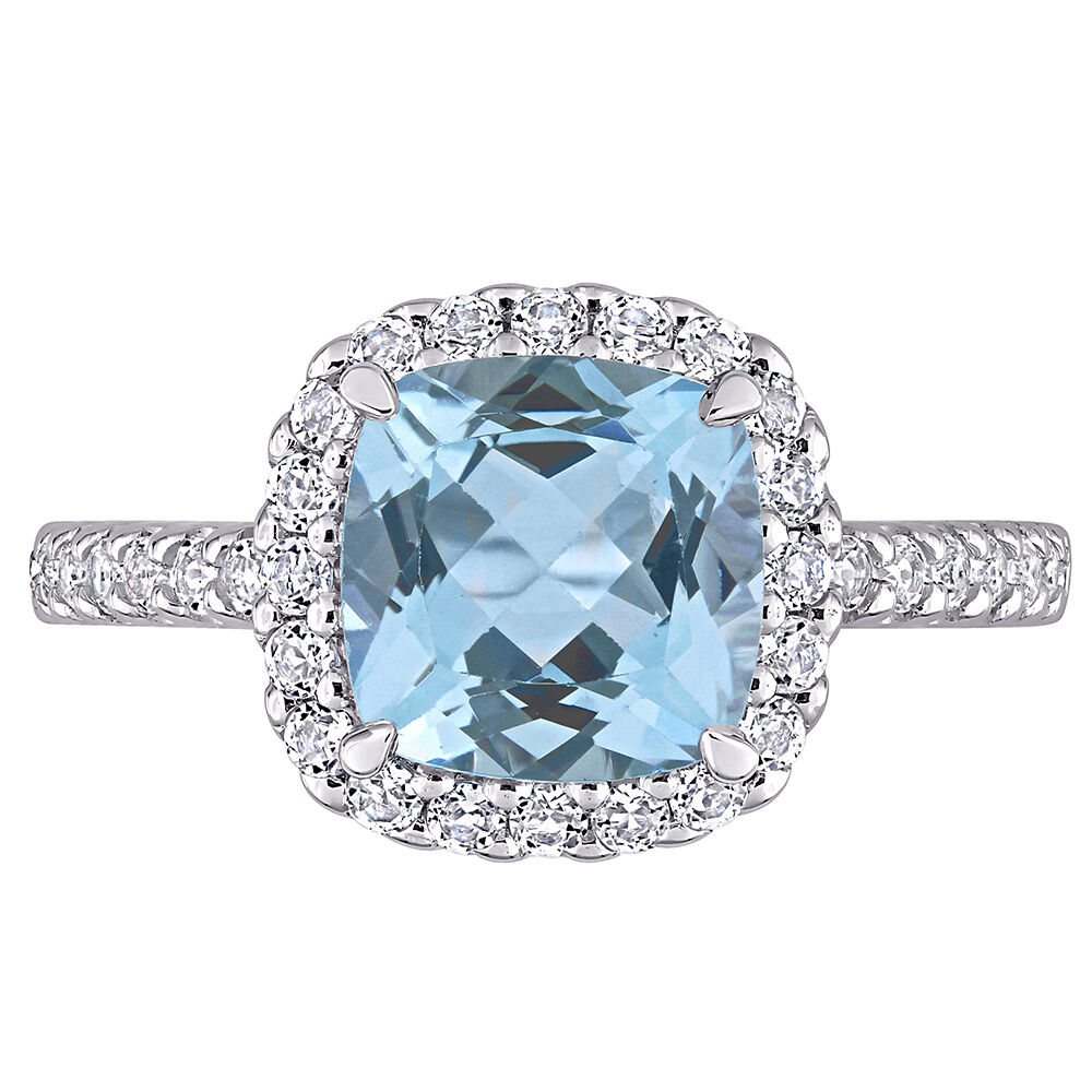 Blue & White Topaz Ring in 10K White Gold