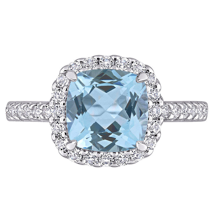 Blue & White Topaz Ring in 10K White Gold