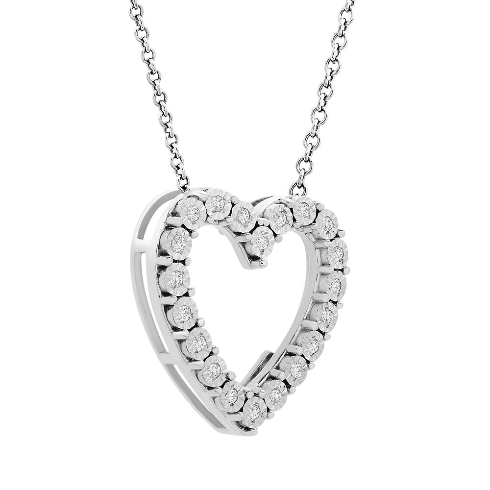 Diamond Open Heart Pendant in Sterling Silver (1/10 ct. tw.)