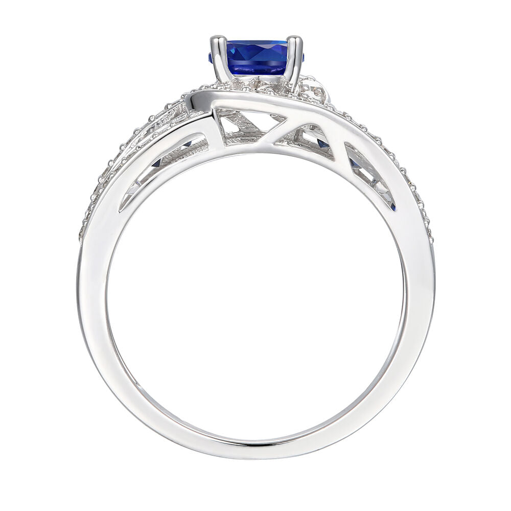 Blue Sapphire & 3/4 ct. tw. Diamond Ring in 10K White Gold