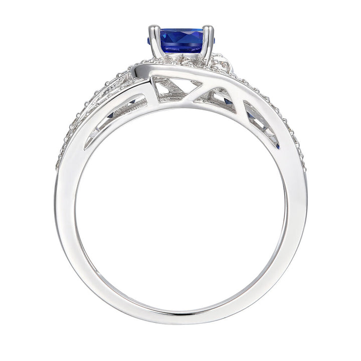 Blue Sapphire & 3/4 ct. tw. Diamond Ring in 10K White Gold