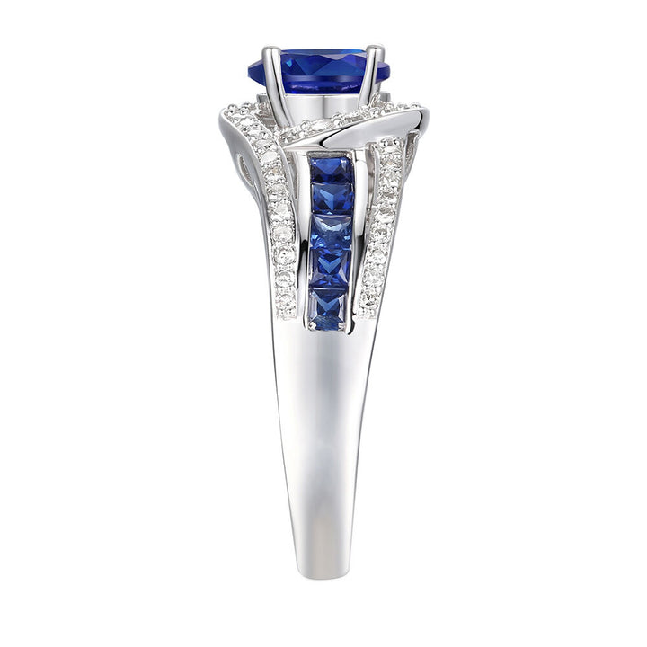 Blue Sapphire & 3/4 ct. tw. Diamond Ring in 10K White Gold