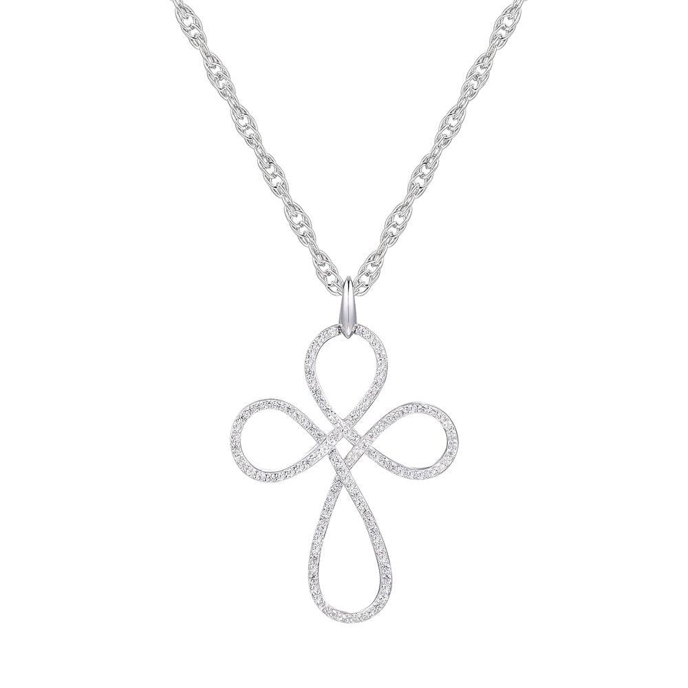 Diamond Cross Pendant with Loop Design in 10K White Gold (1/2 ct. tw.)