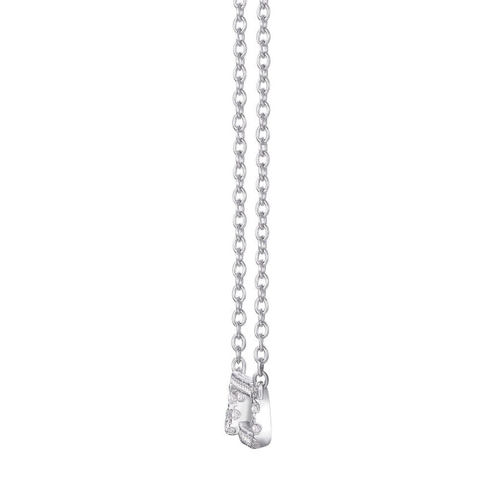 Safety Pin Necklace with Pavé Diamonds in 10K White Gold (3/8 ct. tw.)