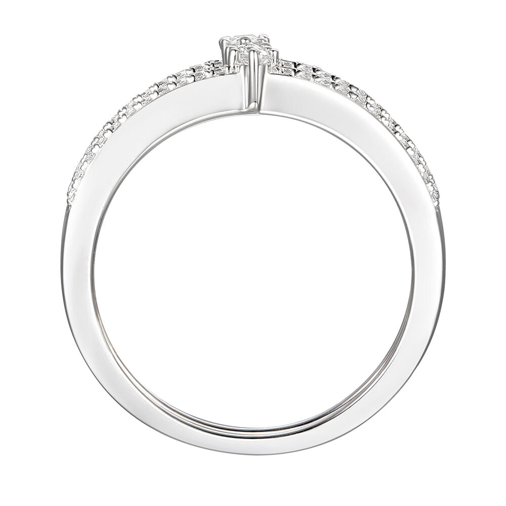 Diamond Double Band Stack Ring in 10K White Gold (1/3 ct. tw.)