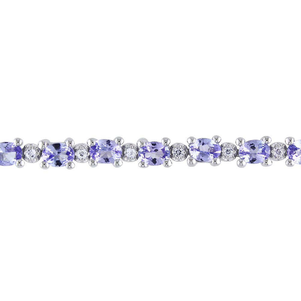 Oval Tanzanite & White Topaz Bracelet in Sterling Silver