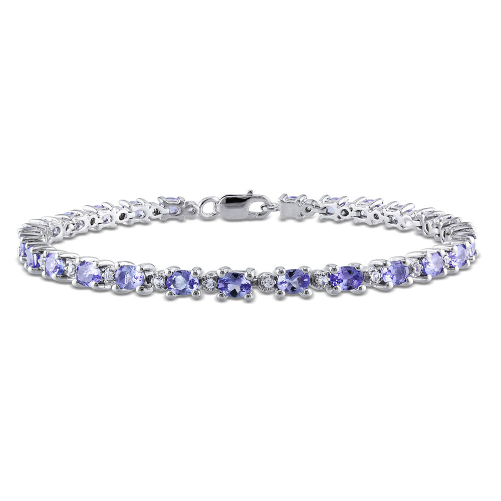 Oval Tanzanite & White Topaz Bracelet in Sterling Silver