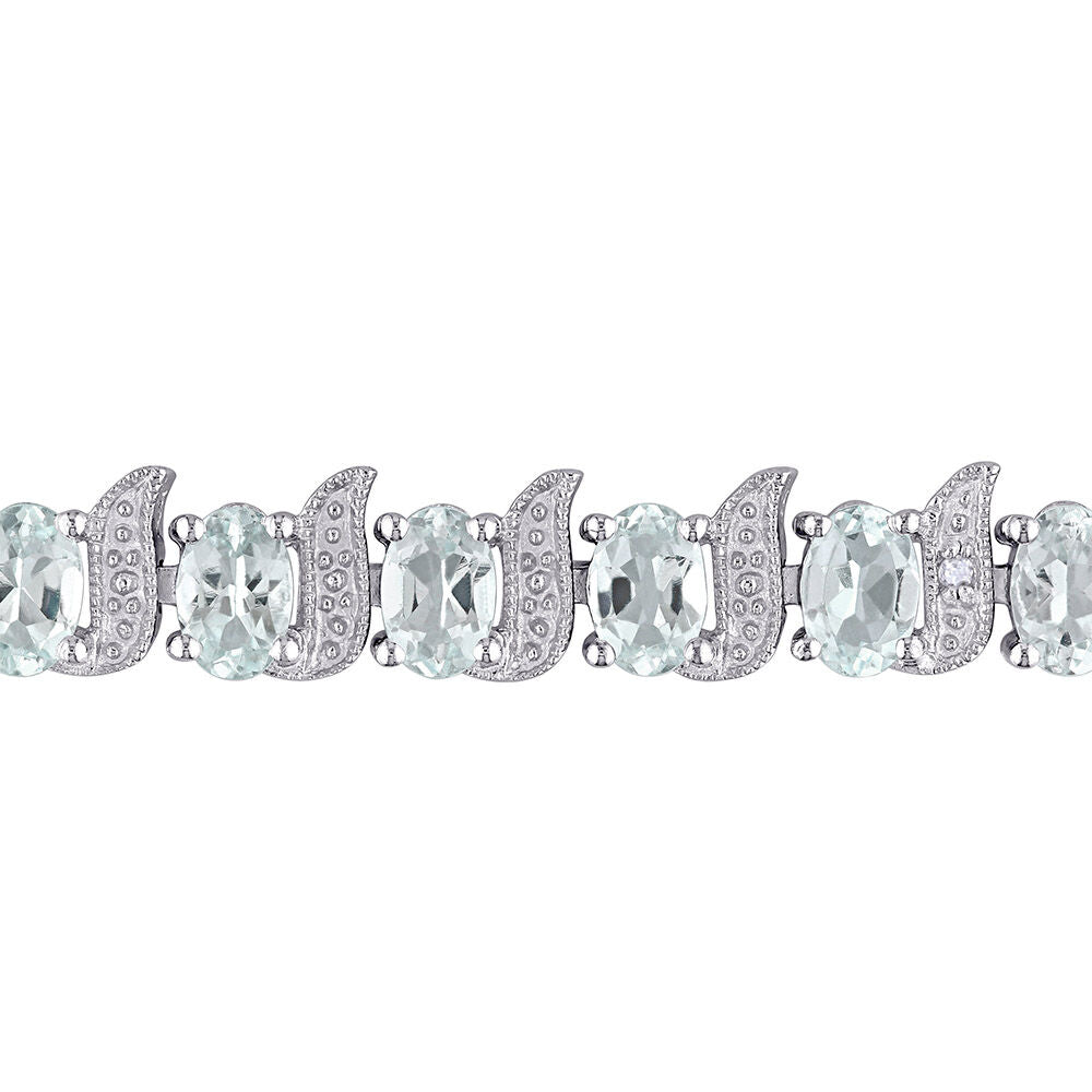 Aquamarine & Diamond Bracelet in Sterling Silver