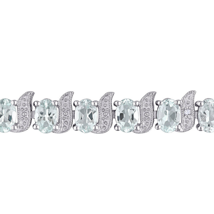 Aquamarine & Diamond Bracelet in Sterling Silver