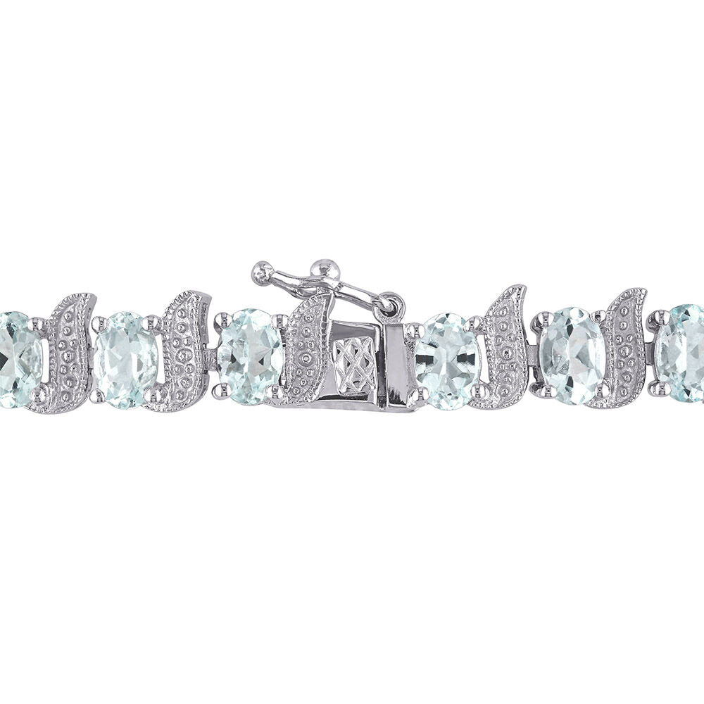 Aquamarine & Diamond Bracelet in Sterling Silver