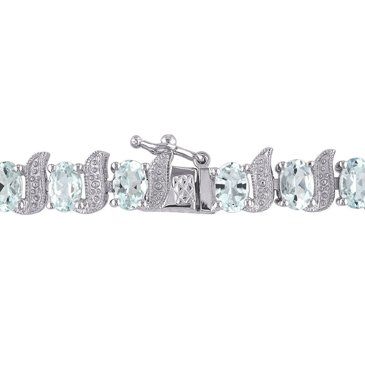Aquamarine & Diamond Bracelet in Sterling Silver