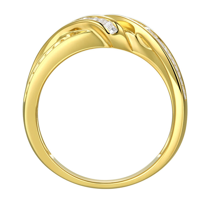 Baguette & Round Diamond Ring in 10K Yellow Gold (1/3 ct. tw.)