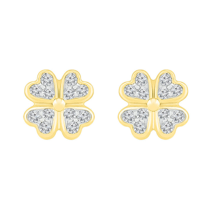 Diamond Clover Earrings in 10K Yellow Gold (1/10 ct. tw.)