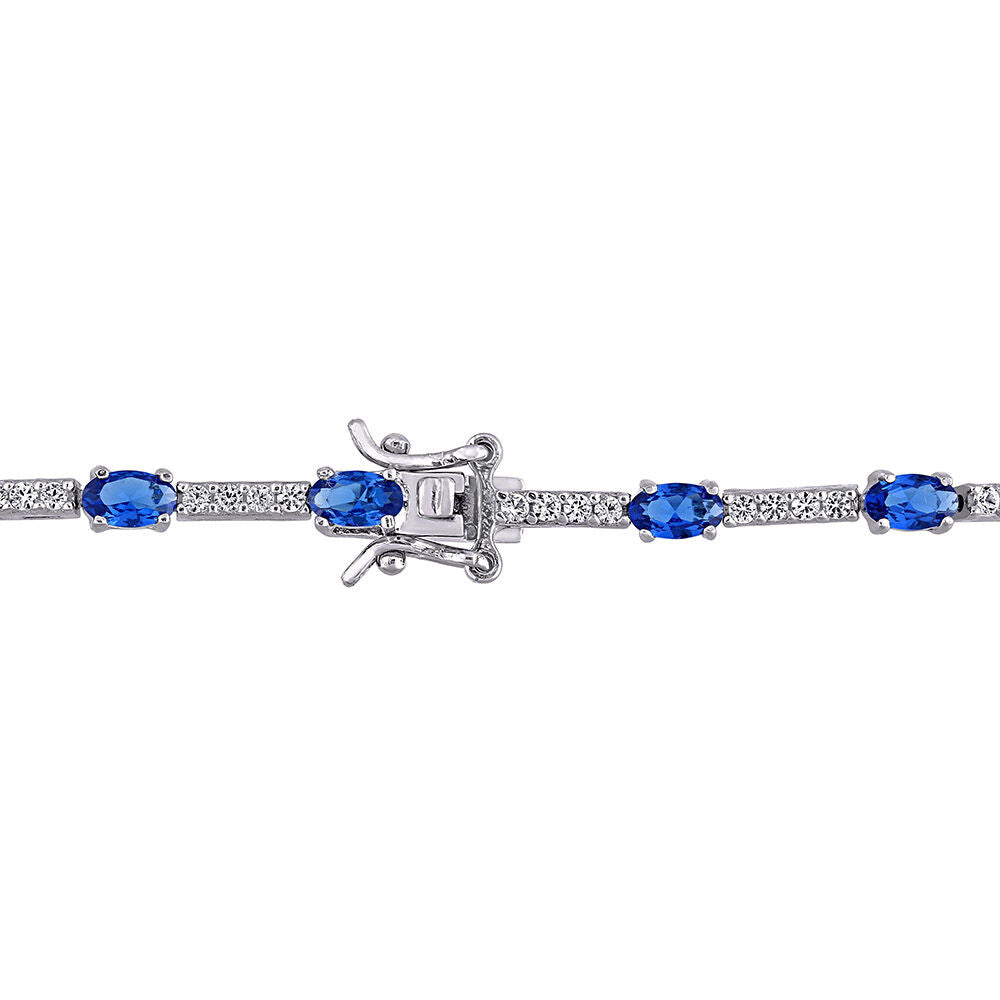 Sapphire Bracelet with Blue & White Lab Created Sapphires in Sterling Silver