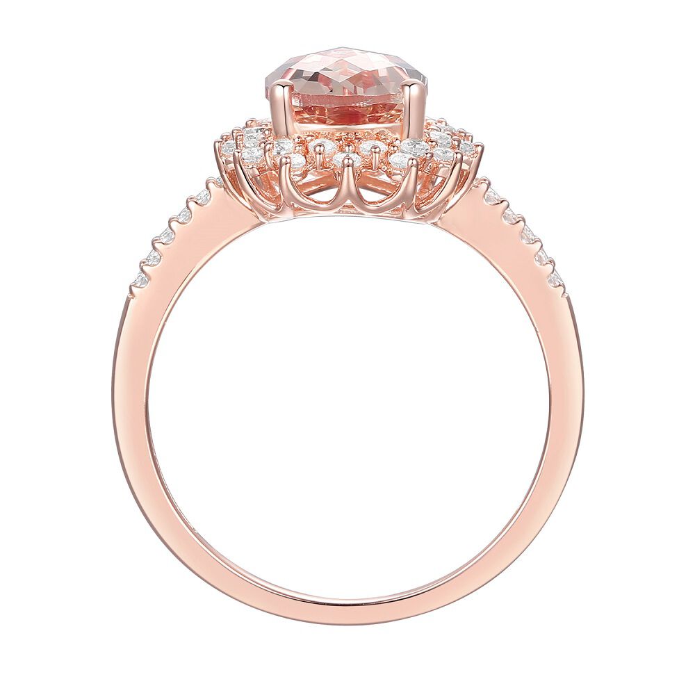 Pear-Shaped Morganite & Diamond Starburst Ring in 10K Rose Gold (1/4 ct. tw.)