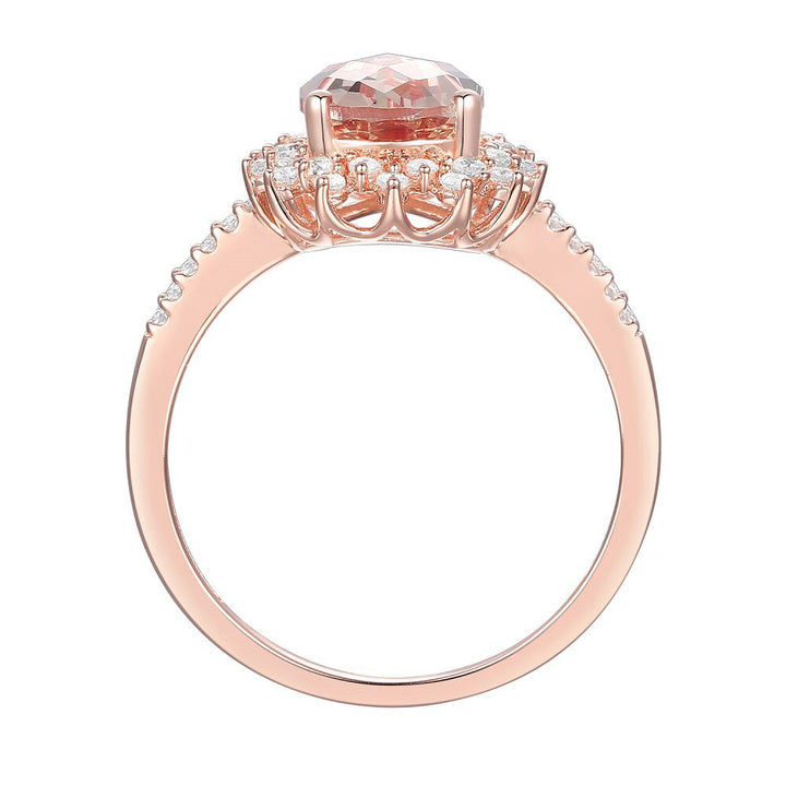 Pear-Shaped Morganite & Diamond Starburst Ring in 10K Rose Gold (1/4 ct. tw.)