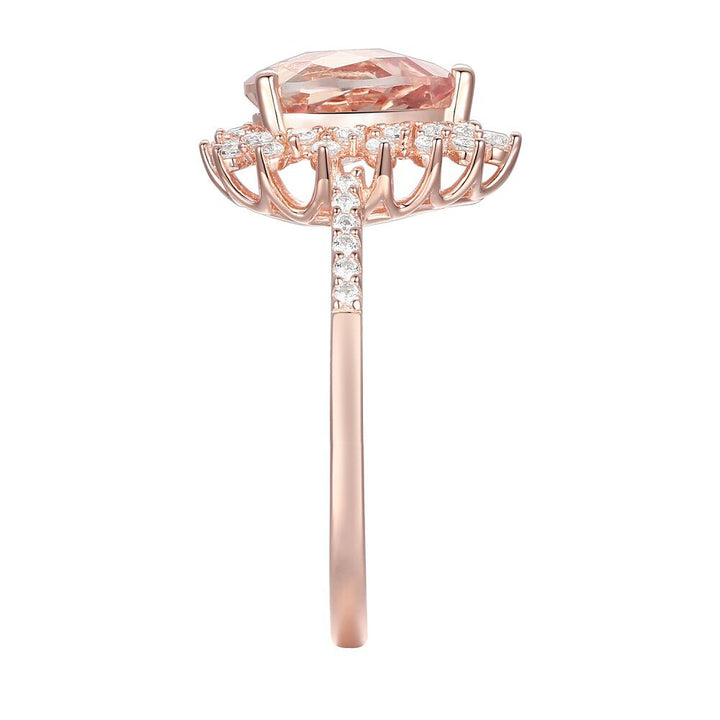 Pear-Shaped Morganite & Diamond Starburst Ring in 10K Rose Gold (1/4 ct. tw.)