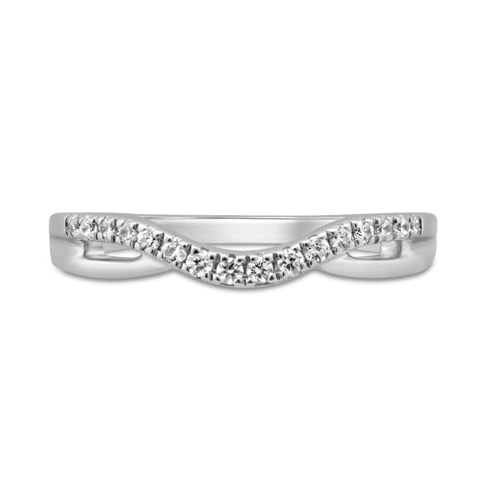 Diamond Contour Wedding Band in 14K White Gold (1/7 ct. tw.)