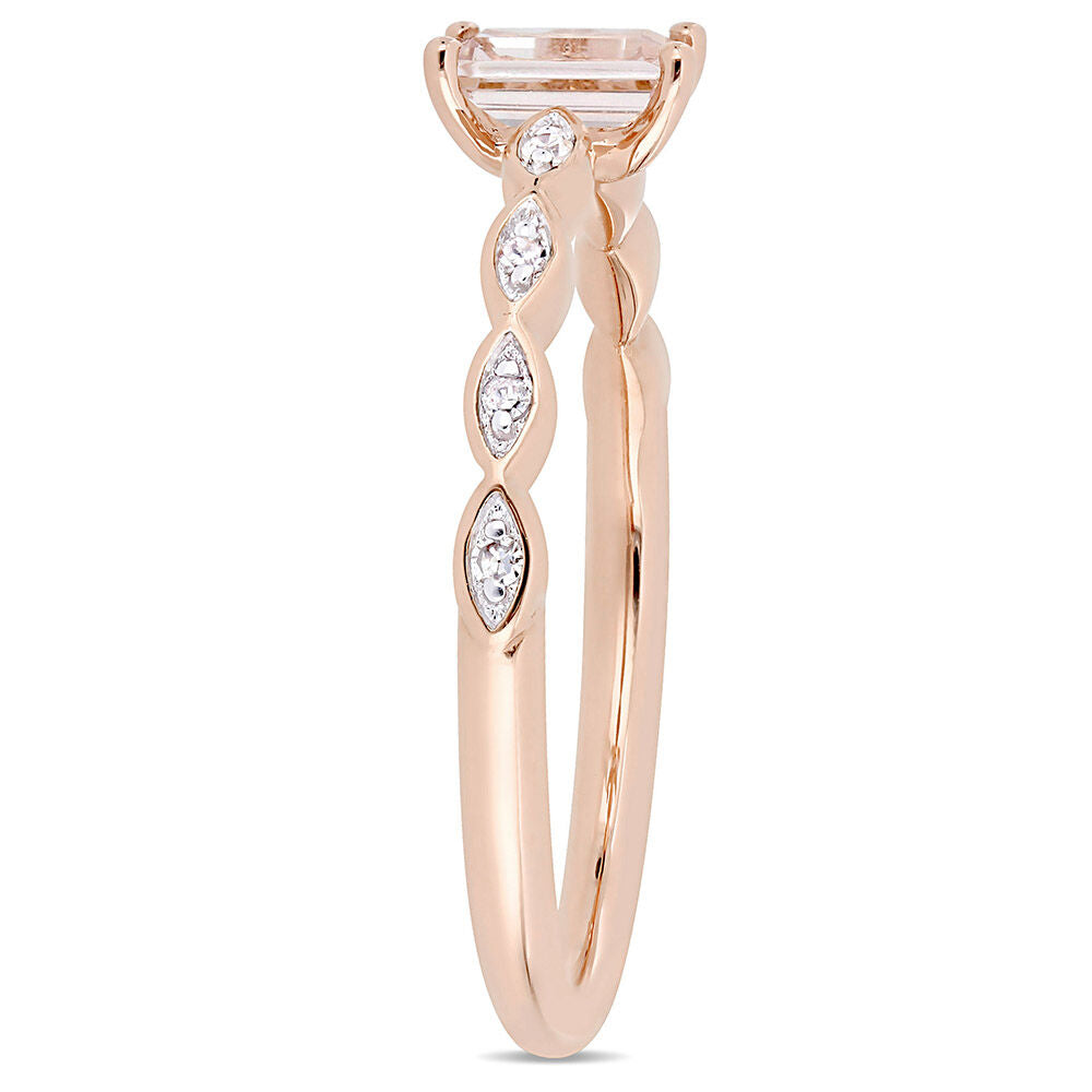 Emerald-Cut Morganite Ring in 10K Rose Gold