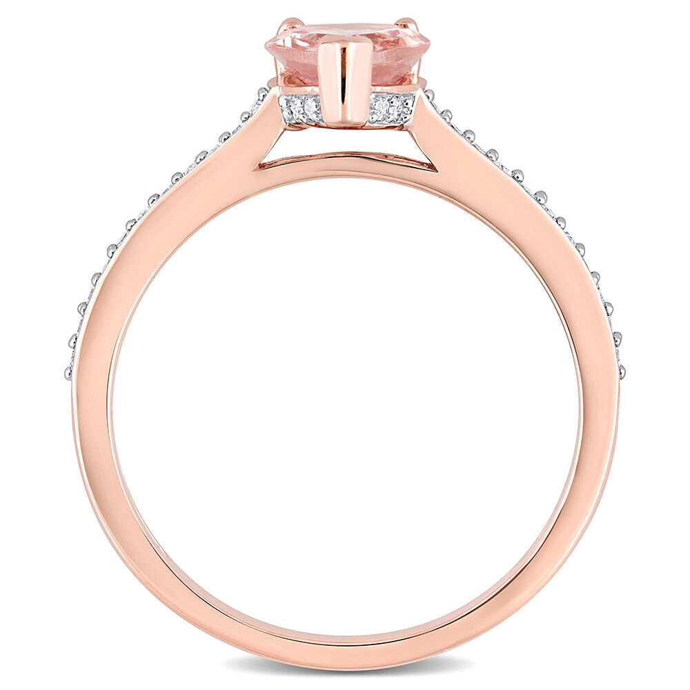 Pear-Shaped Morganite & Diamond Ring in 10K Rose Gold (1/8 ct. tw.)