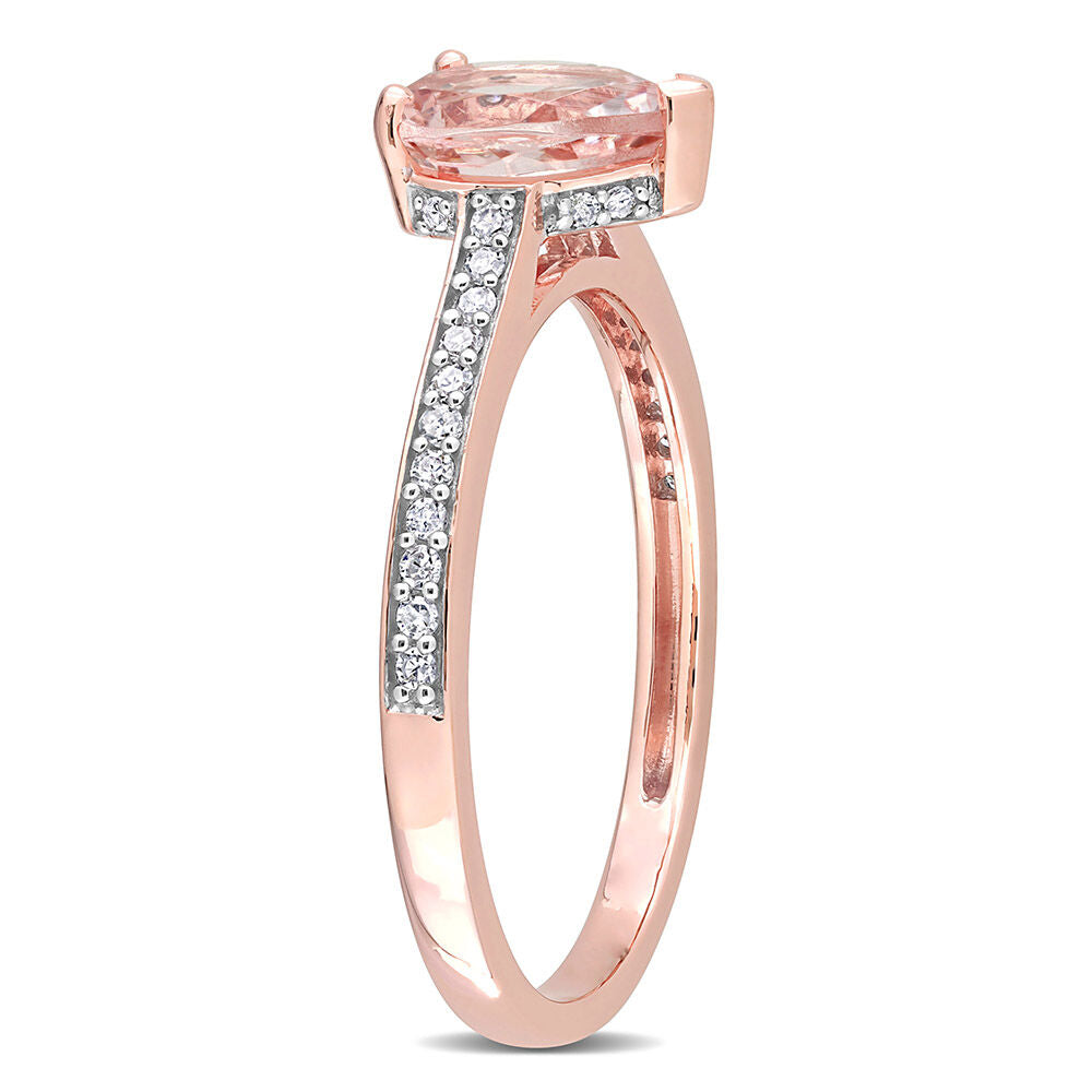 Pear-Shaped Morganite & Diamond Ring in 10K Rose Gold (1/8 ct. tw.)