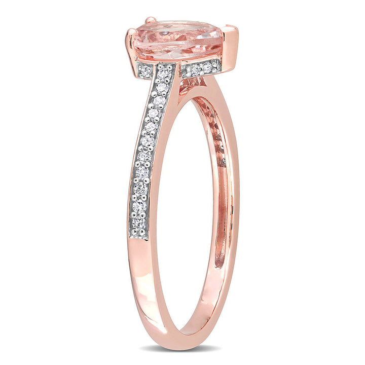 Pear-Shaped Morganite & Diamond Ring in 10K Rose Gold (1/8 ct. tw.)