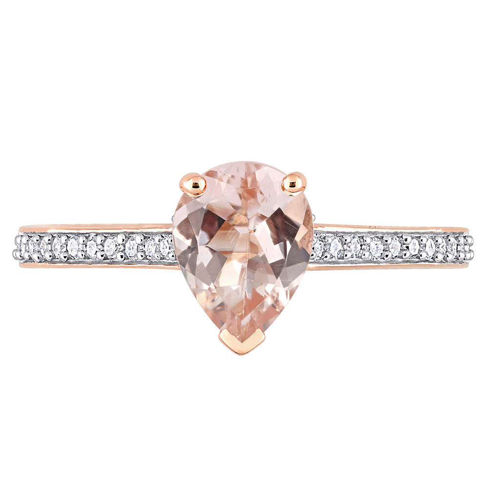 Pear-Shaped Morganite & Diamond Ring in 10K Rose Gold (1/8 ct. tw.)