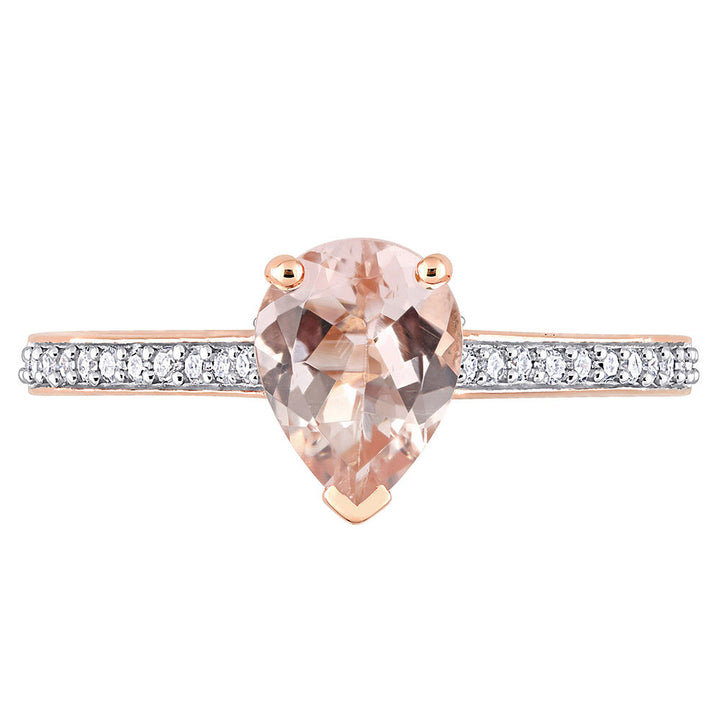 Pear-Shaped Morganite & Diamond Ring in 10K Rose Gold (1/8 ct. tw.)