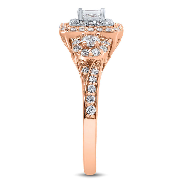 Double Halo Emerald-Cut Diamond Engagement Ring in 14K Rose Gold (1 ct. tw.)