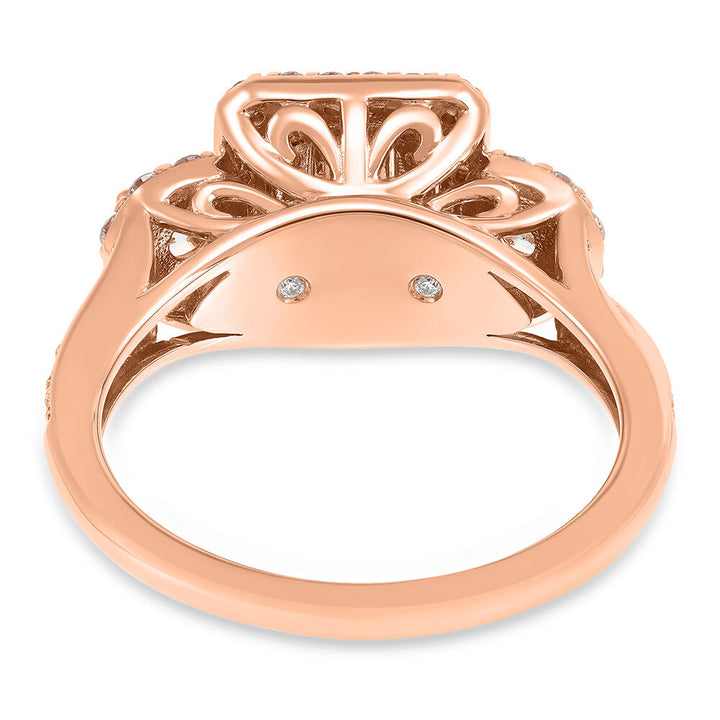 Double Halo Emerald-Cut Diamond Engagement Ring in 14K Rose Gold (1 ct. tw.)