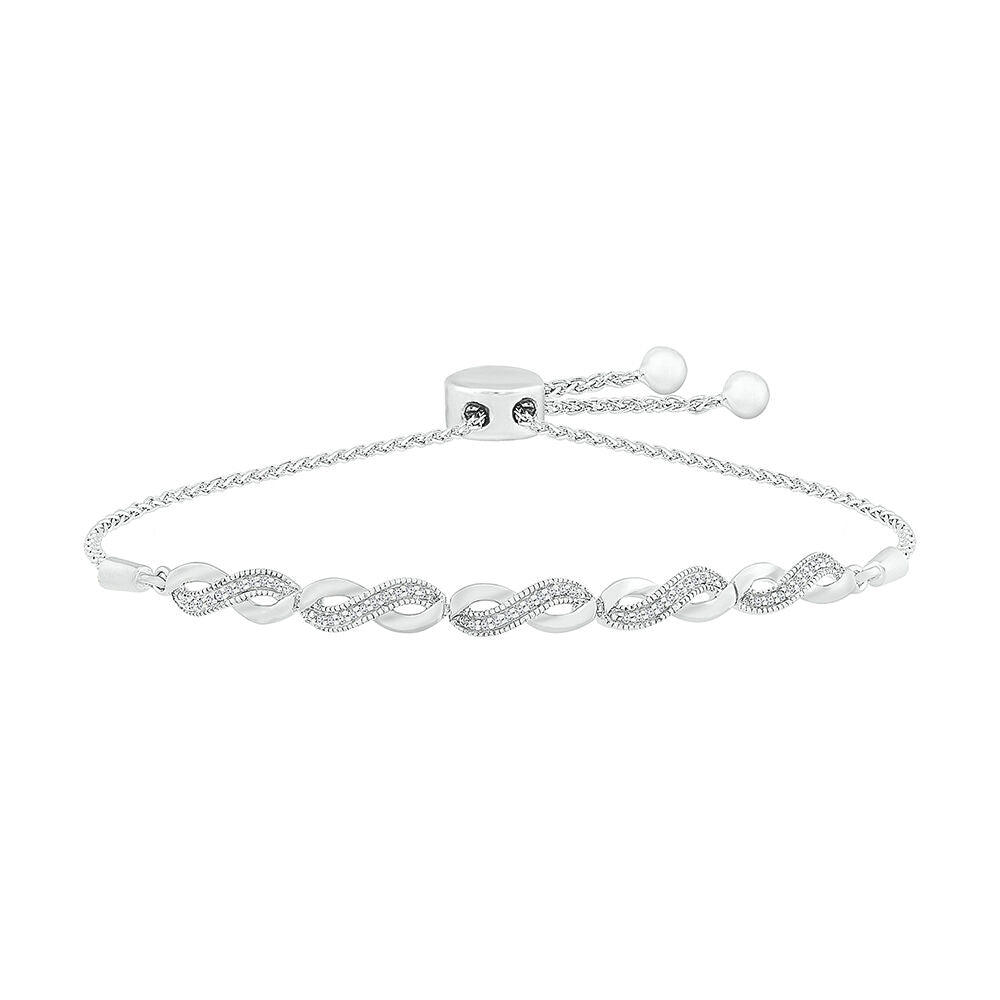 Diamond Infinity Bolo Bracelet in Sterling Silver (1/10 ct. tw.)