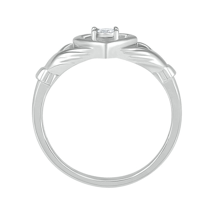 Diamond Claddagh Ring in Sterling Silver