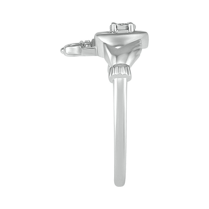 Diamond Claddagh Ring in Sterling Silver