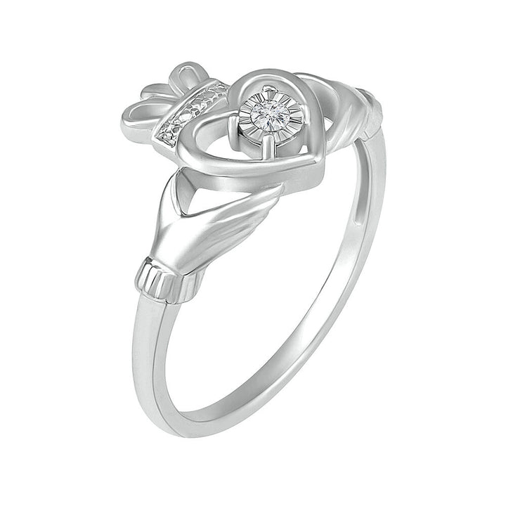 Diamond Claddagh Ring in Sterling Silver