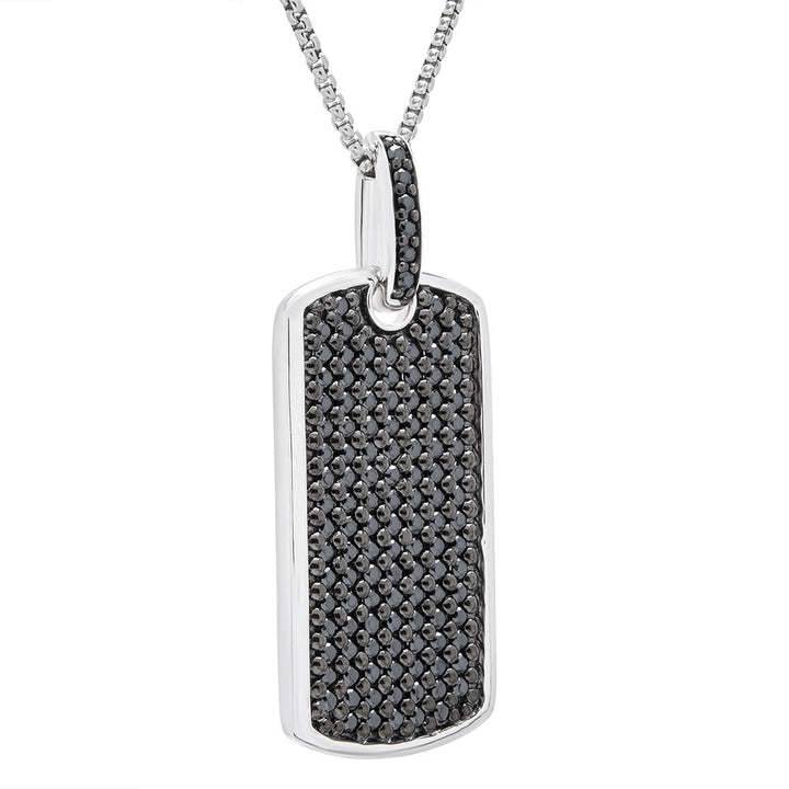 Black Diamond Dog Tag Pendant in Sterling Silver (1 ct. tw.)
