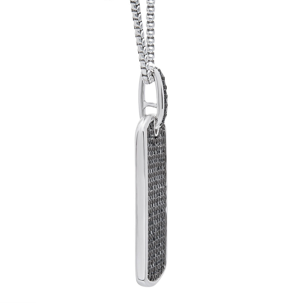 Black Diamond Dog Tag Pendant in Sterling Silver (1 ct. tw.)