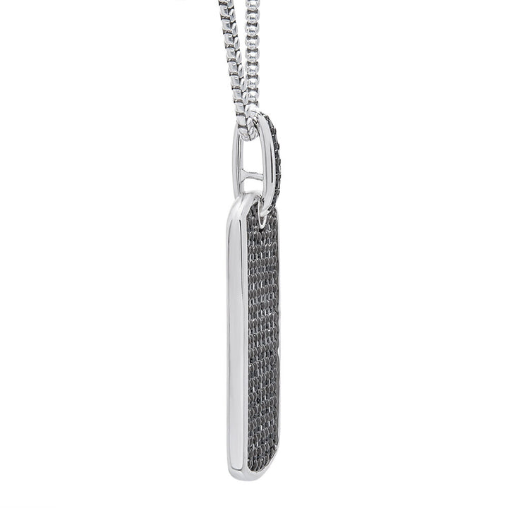 Black Diamond Dog Tag Pendant in Sterling Silver (1 ct. tw.)