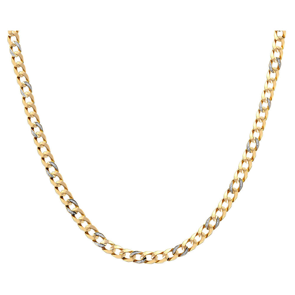 Diamond Curb Chain Necklace in 10K Yellow Gold, 22" (1/4 ct. tw.)