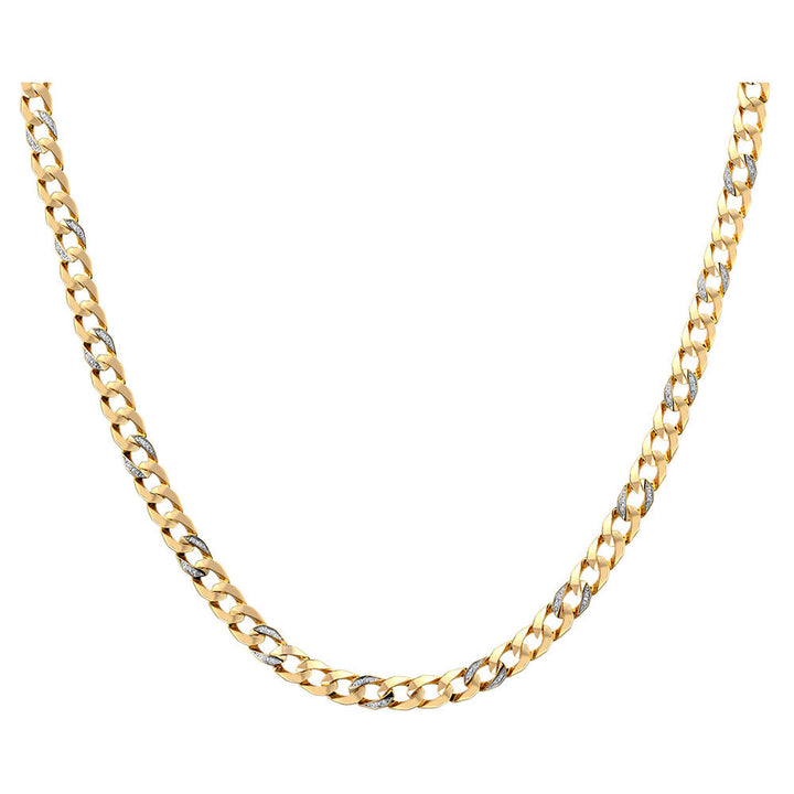 Diamond Curb Chain Necklace in 10K Yellow Gold, 22" (1/4 ct. tw.)