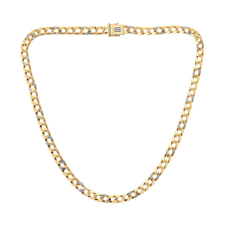 Diamond Curb Chain Necklace in 10K Yellow Gold, 22" (1/4 ct. tw.)