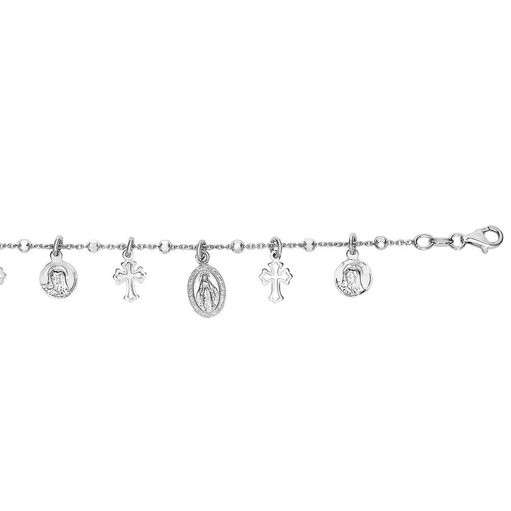 Faith Charm Bracelet in Sterling Silver, 7.25"