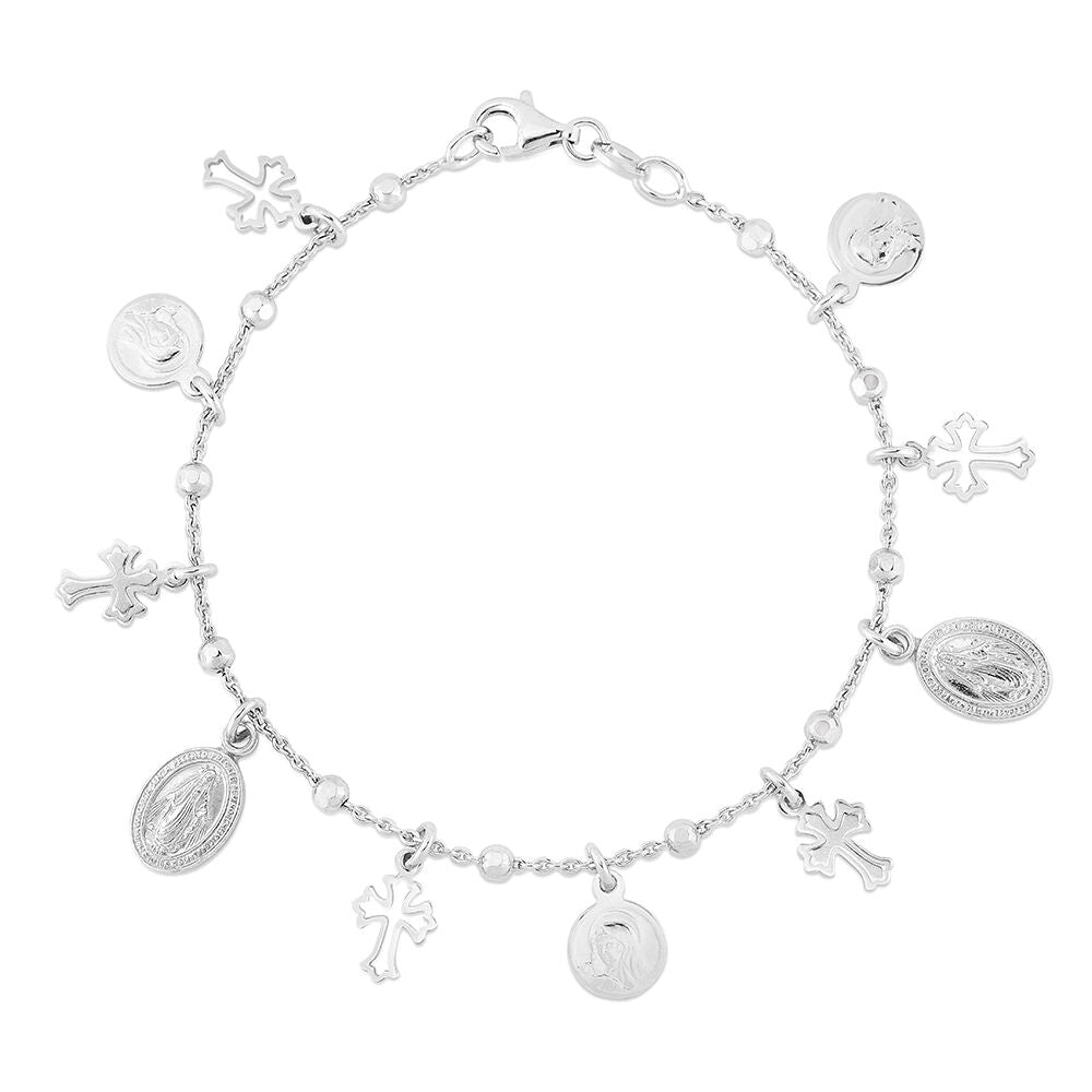 Faith Charm Bracelet in Sterling Silver, 7.25"