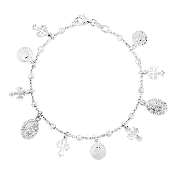 Faith Charm Bracelet in Sterling Silver, 7.25"