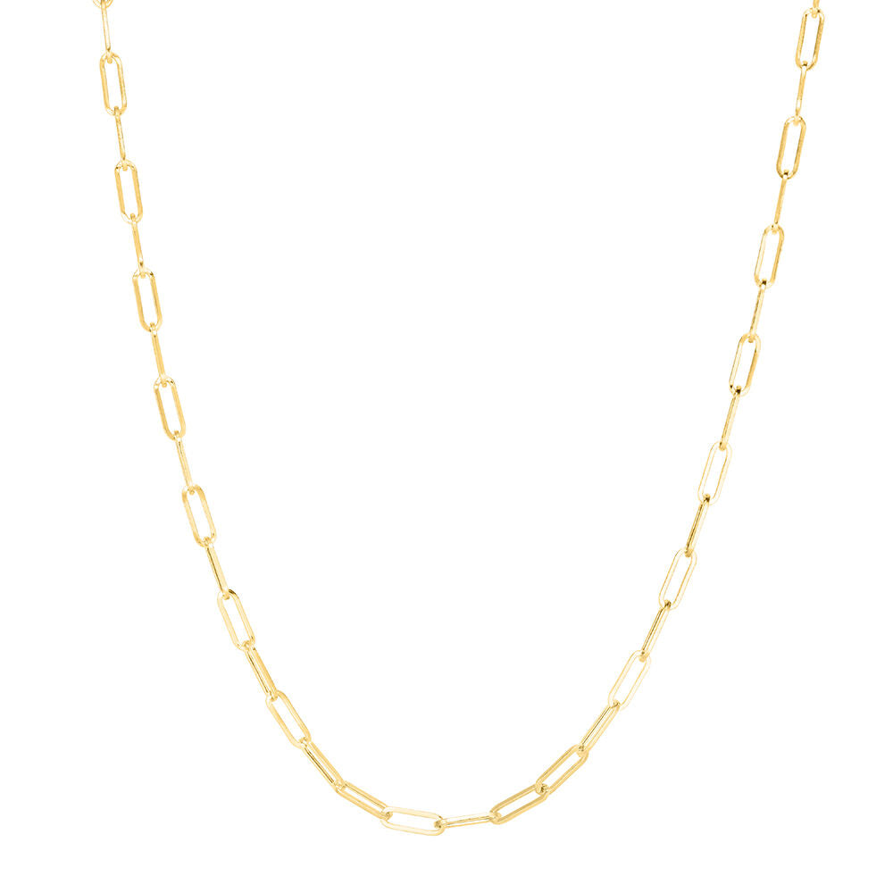 Paperclip Chain Necklace in 14k yellow gold, 3mm, 18”