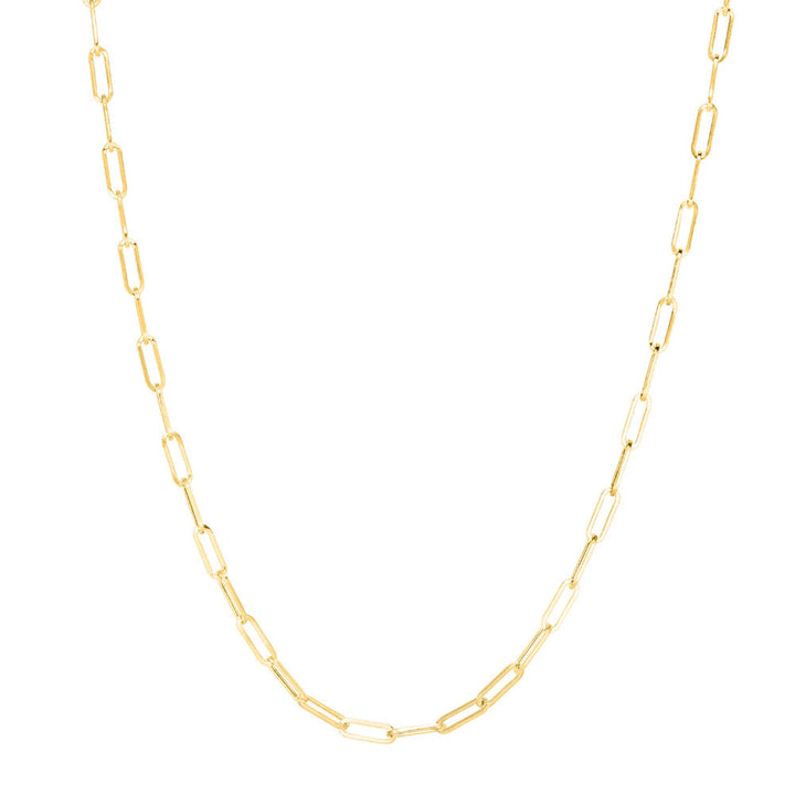 Paperclip Chain Necklace in 14k yellow gold, 3mm, 18”