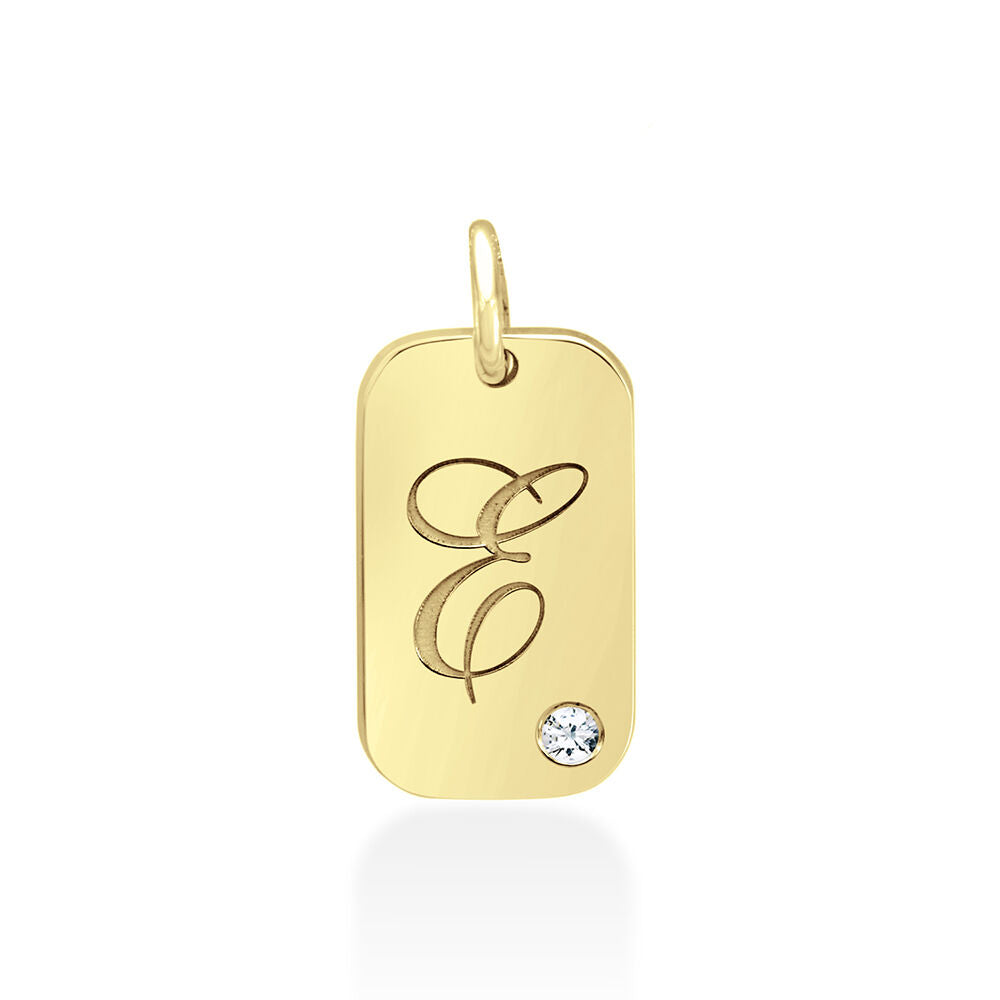 Personalized Tag with Diamond Accent in 10K Yellow Gold