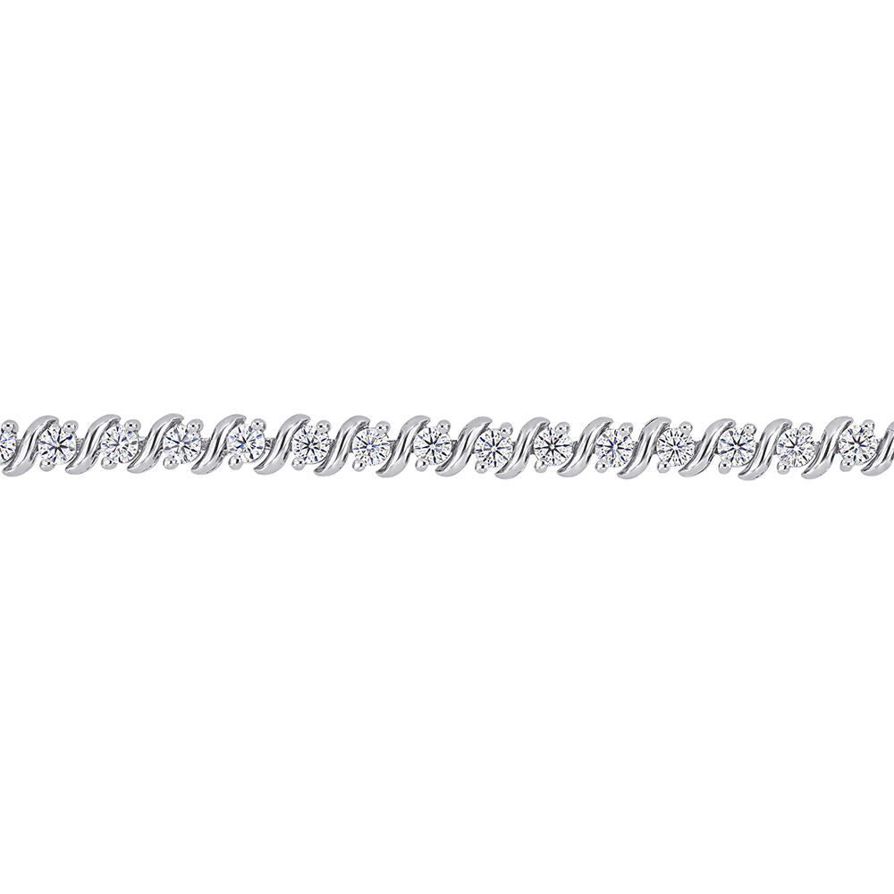 Moissanite Tennis Bracelet with “S” Links in Sterling Silver (2 3/4 ct. dew)