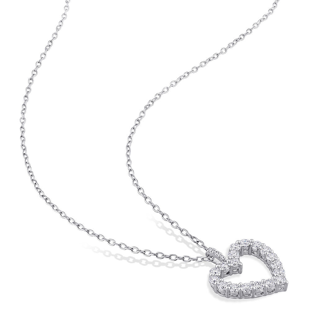 Moissanite Heart Pendant in Sterling Silver (3/5 ct. dew)